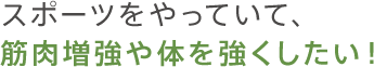 スポーツをやっていて、筋肉増強や身体を強くしたい！